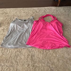 2 Athleta open back workout tops with attached bra